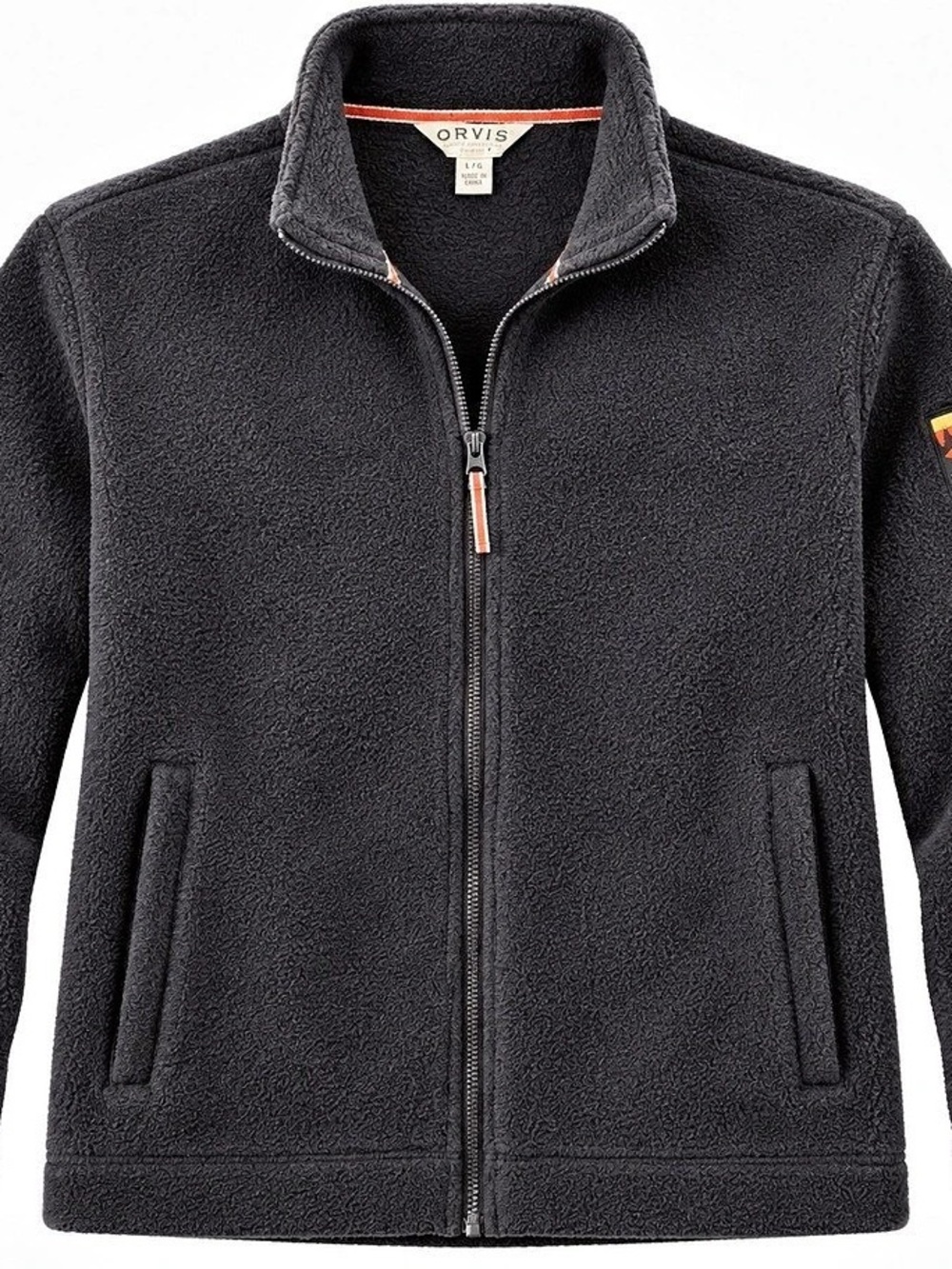 Orvis Classic Collection Men’s Large Full Zip Fleece Jacket Black Outdoor VT USA